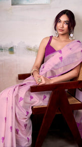 Purple Lotus Handloom Cotton Silk Saree